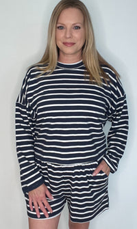 Sailor Cotton Tee-Navy/White