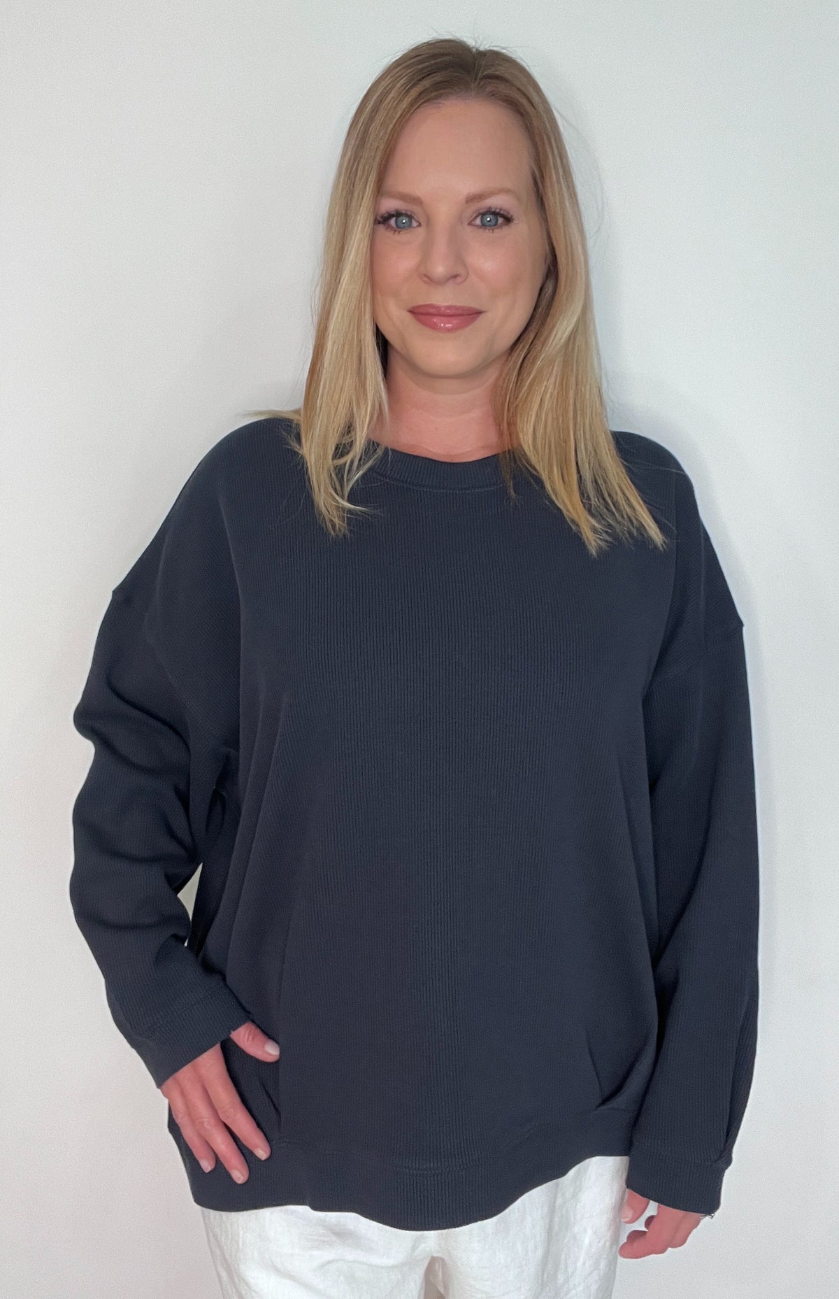 Holland Ribbed Pullover-Navy