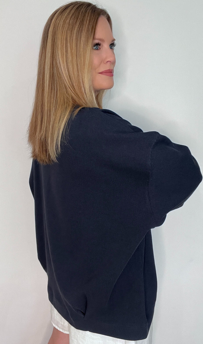 Holland Ribbed Pullover-Navy
