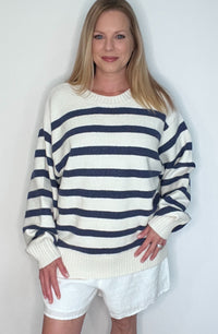 Nordic Coast Sweater-Ivory/Blue