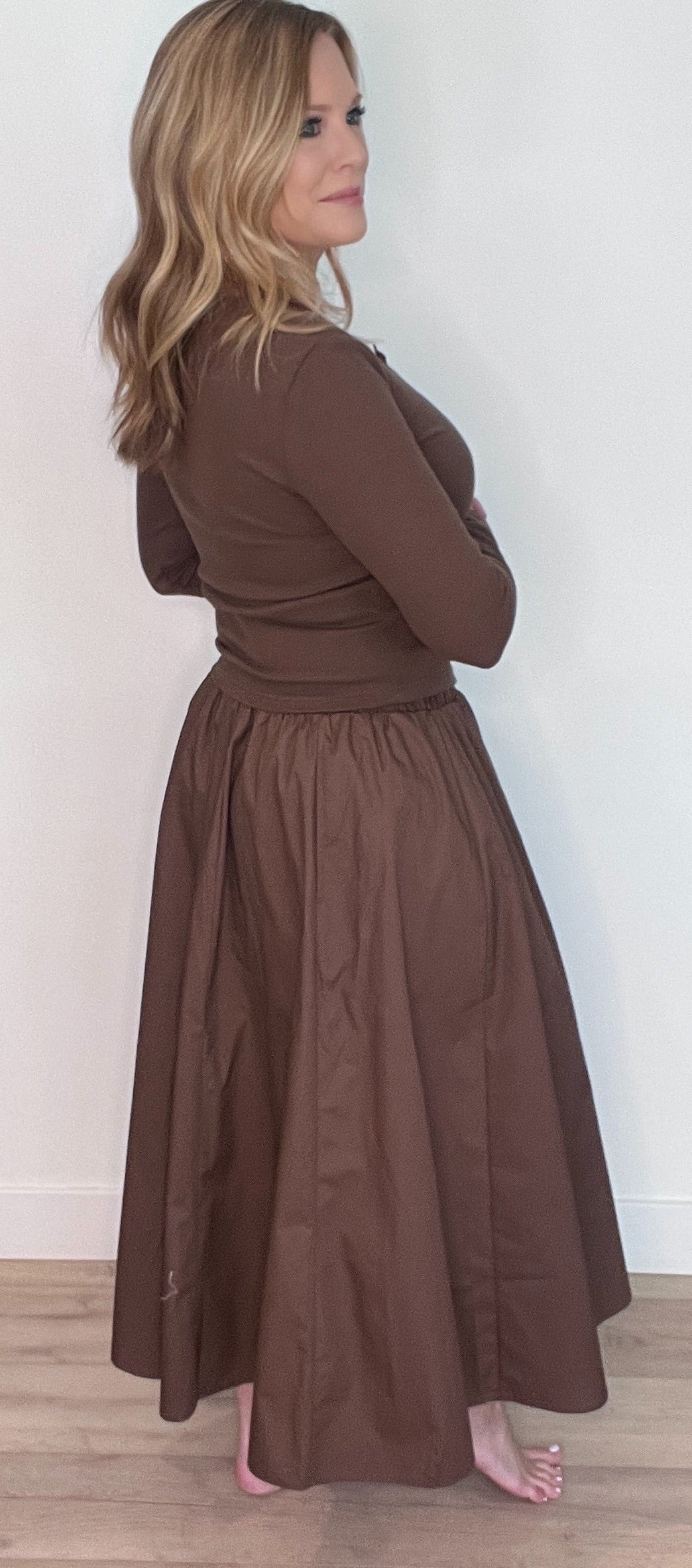 Desert Roast Cotton Skirt-Chocolate