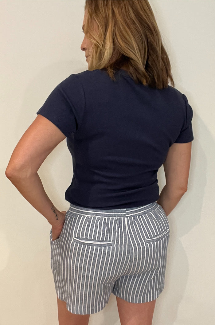 Marina Shorts-Navy/White