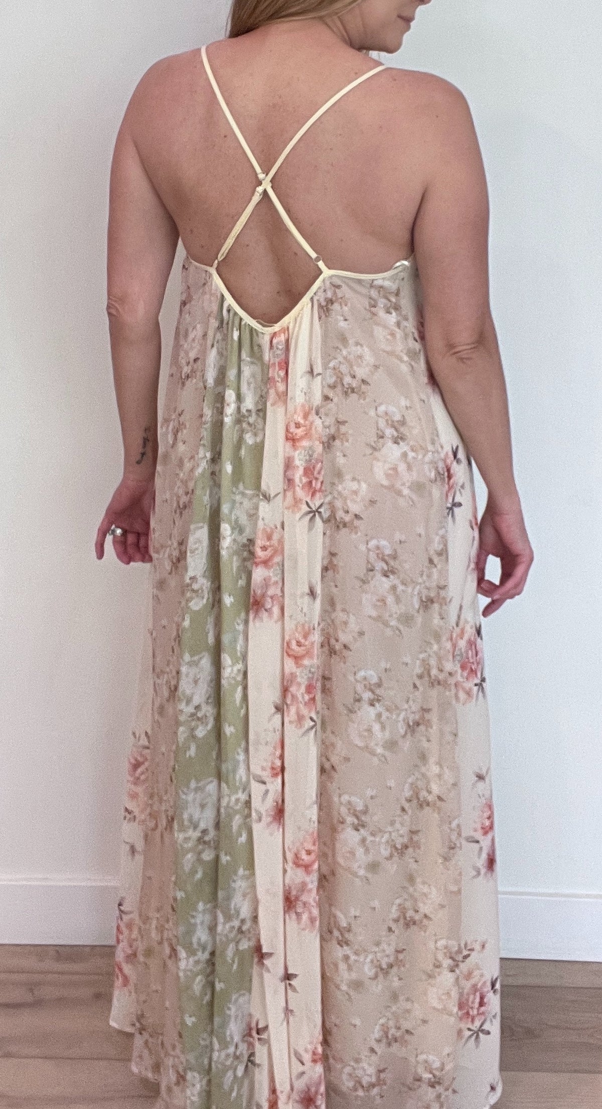 Garden Party Maxi Dress-Cream Multi