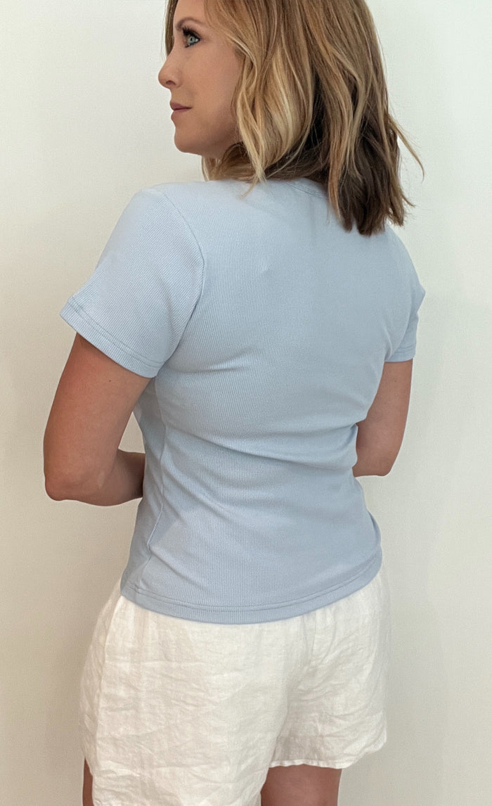 Lana Ribbed Tee-Blue-Final Sale