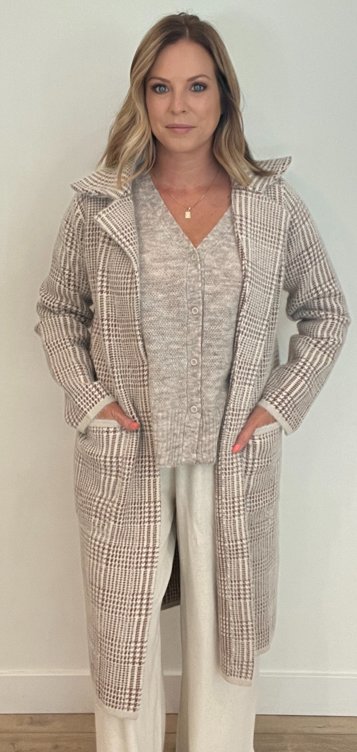 Lola Houndstooth Duster Coat -Final Sale