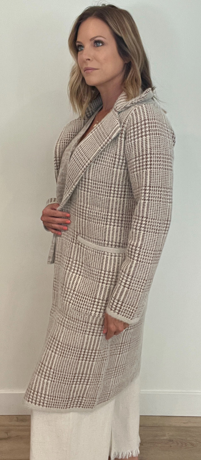 Lola Houndstooth Duster Coat -Final Sale
