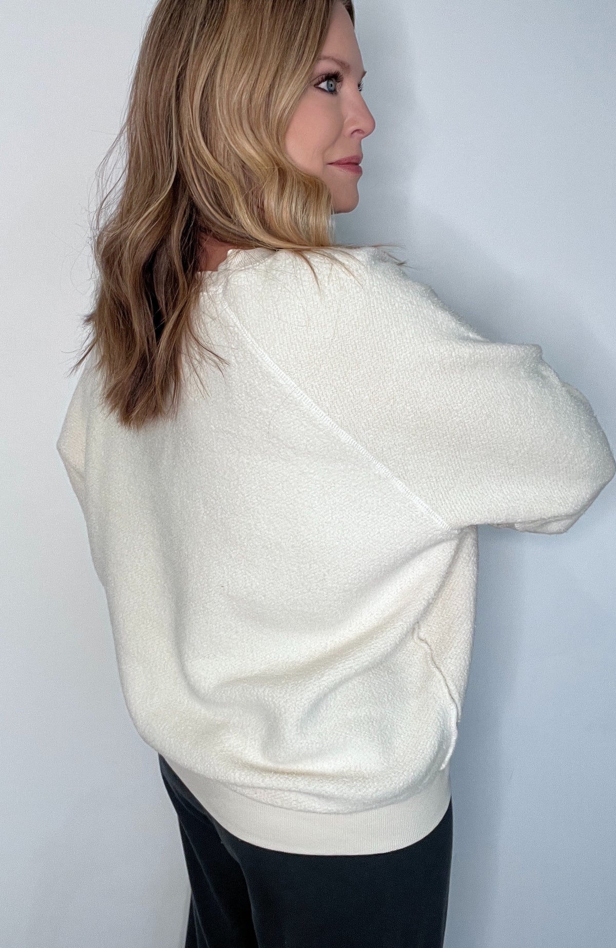 Saturdays Organic Cotton Inverted Pullover-Cream