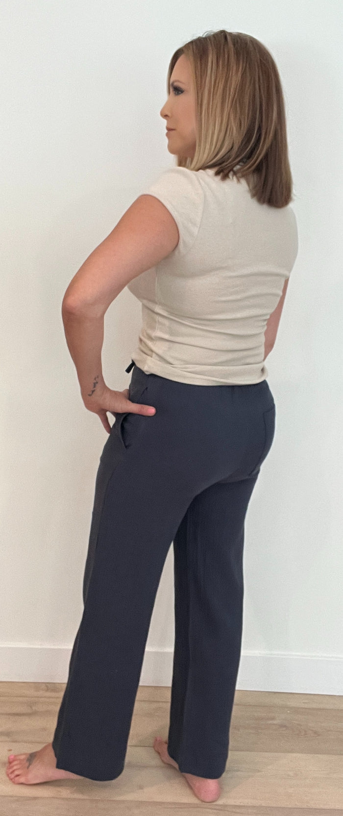 Afternoon Cotton Pants-Navy-Final Sale