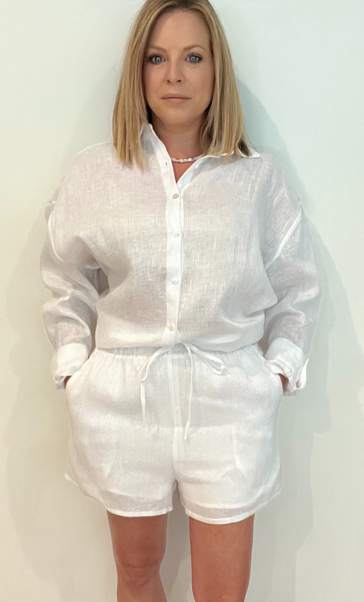 Offshore Linen Shorts-White-Final Sale