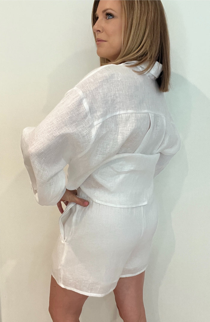 Offshore Linen Shorts-White-Final Sale