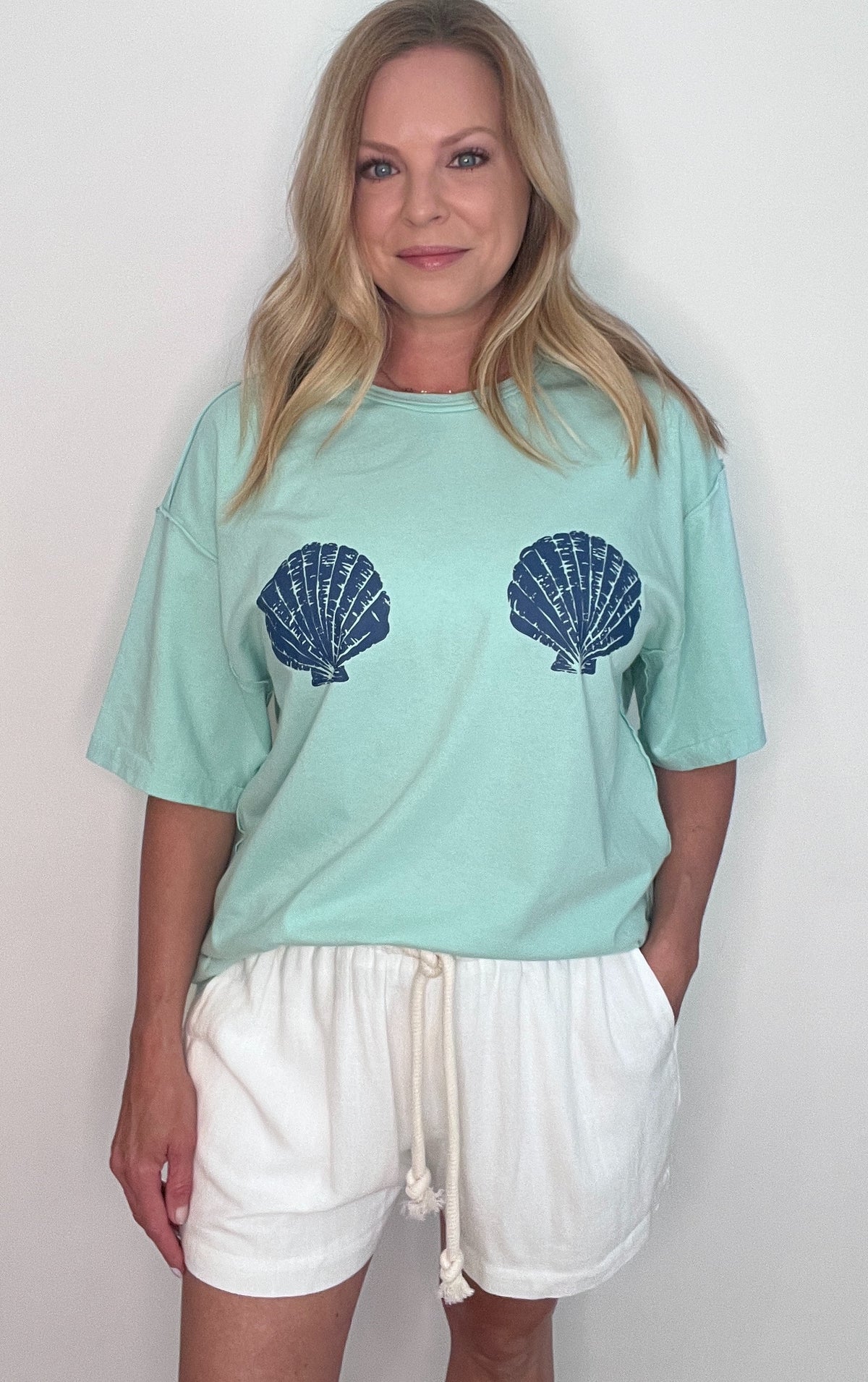 Minty Shell Tee-Mint/Blue