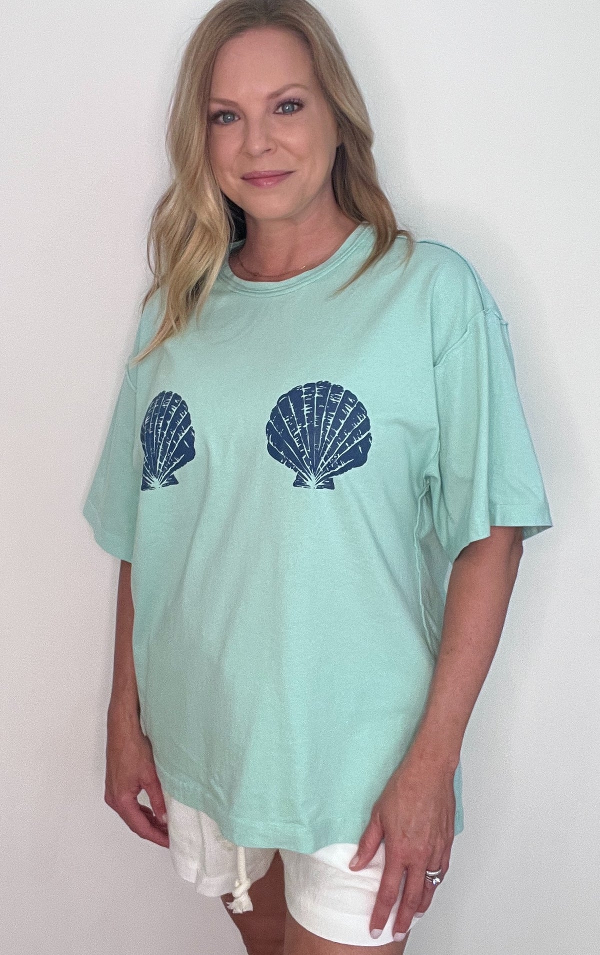 Minty Shell Tee-Mint/Blue
