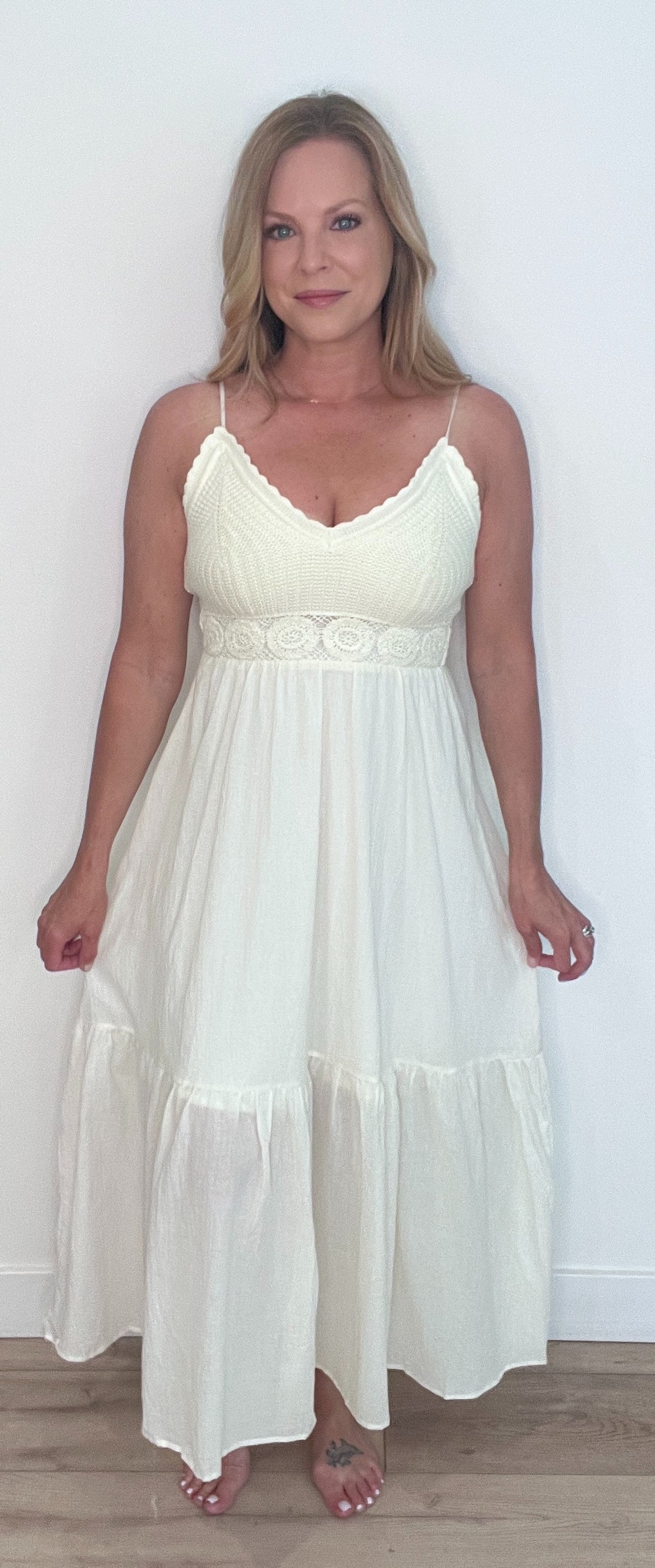 Sunwashed Crochet Dress-Cream-Final Sale