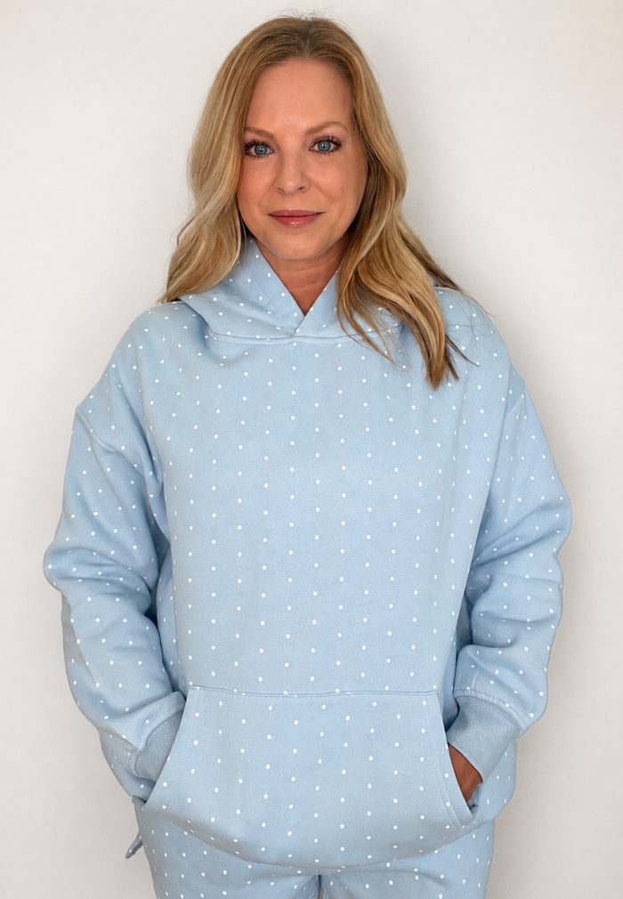Saltwater Dot Hoodie-Baby Blue