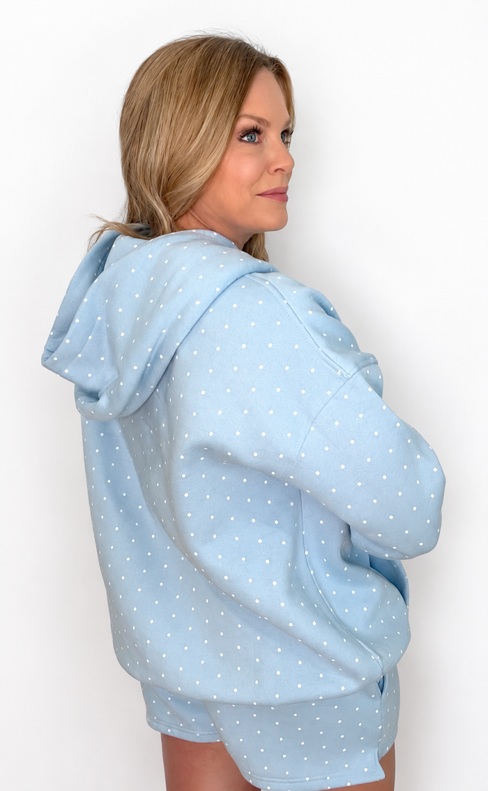 Saltwater Dot Hoodie-Baby Blue