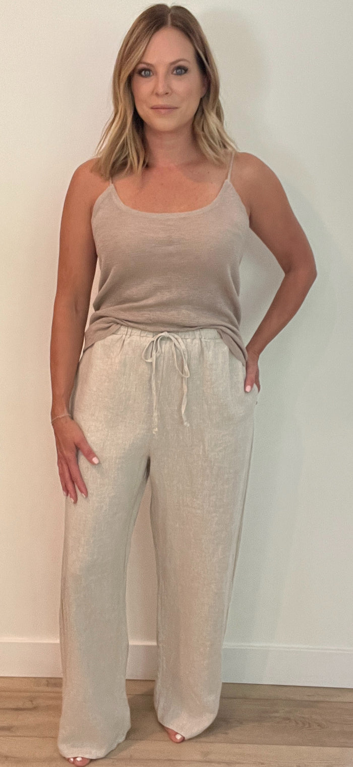 Capri Linen Pant-Natural