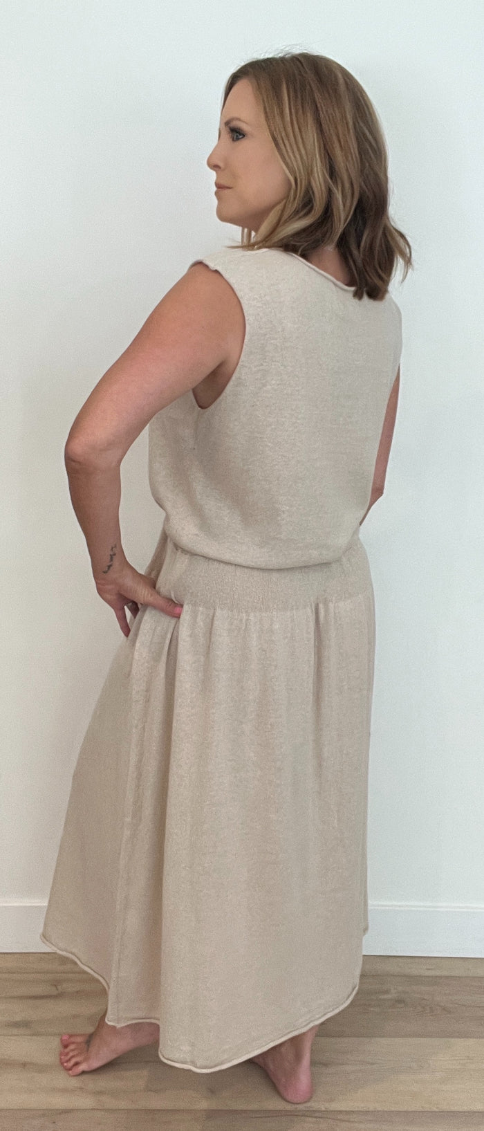 Cambria Knit Dress-Natural-Final Sale