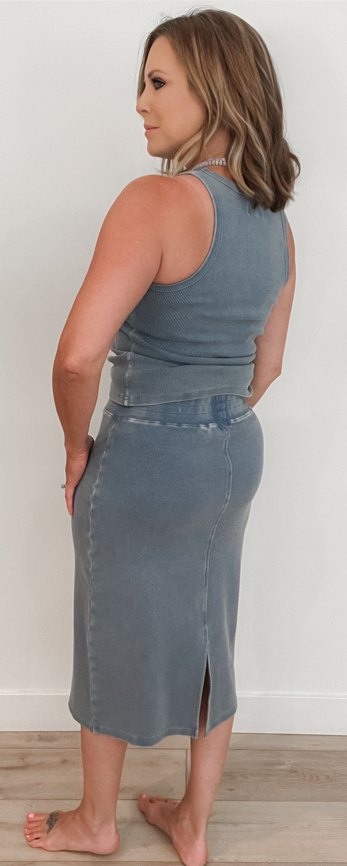 Ginny Cotton Skirt-Blue-Final Sale
