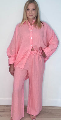 Capri Linen Pants-Bubblegum