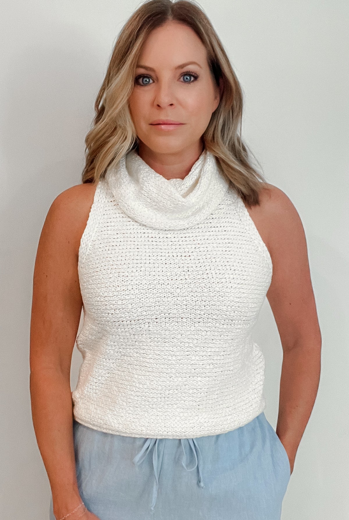 Salma Knit Tank-Ivory -Final Sale