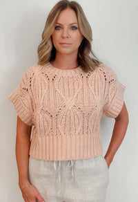 Blair Crochet Sweater-Dusty Pink -Final Sale