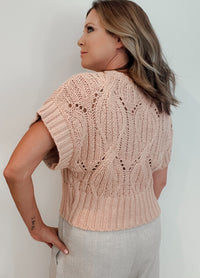 Blair Crochet Sweater-Dusty Pink -Final Sale