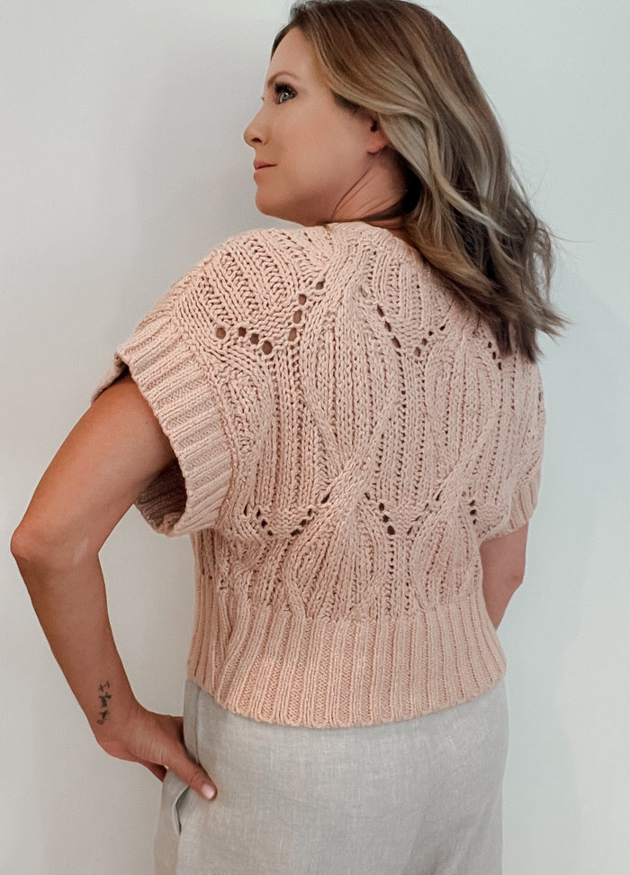 Blair Crochet Sweater-Dusty Pink -Final Sale