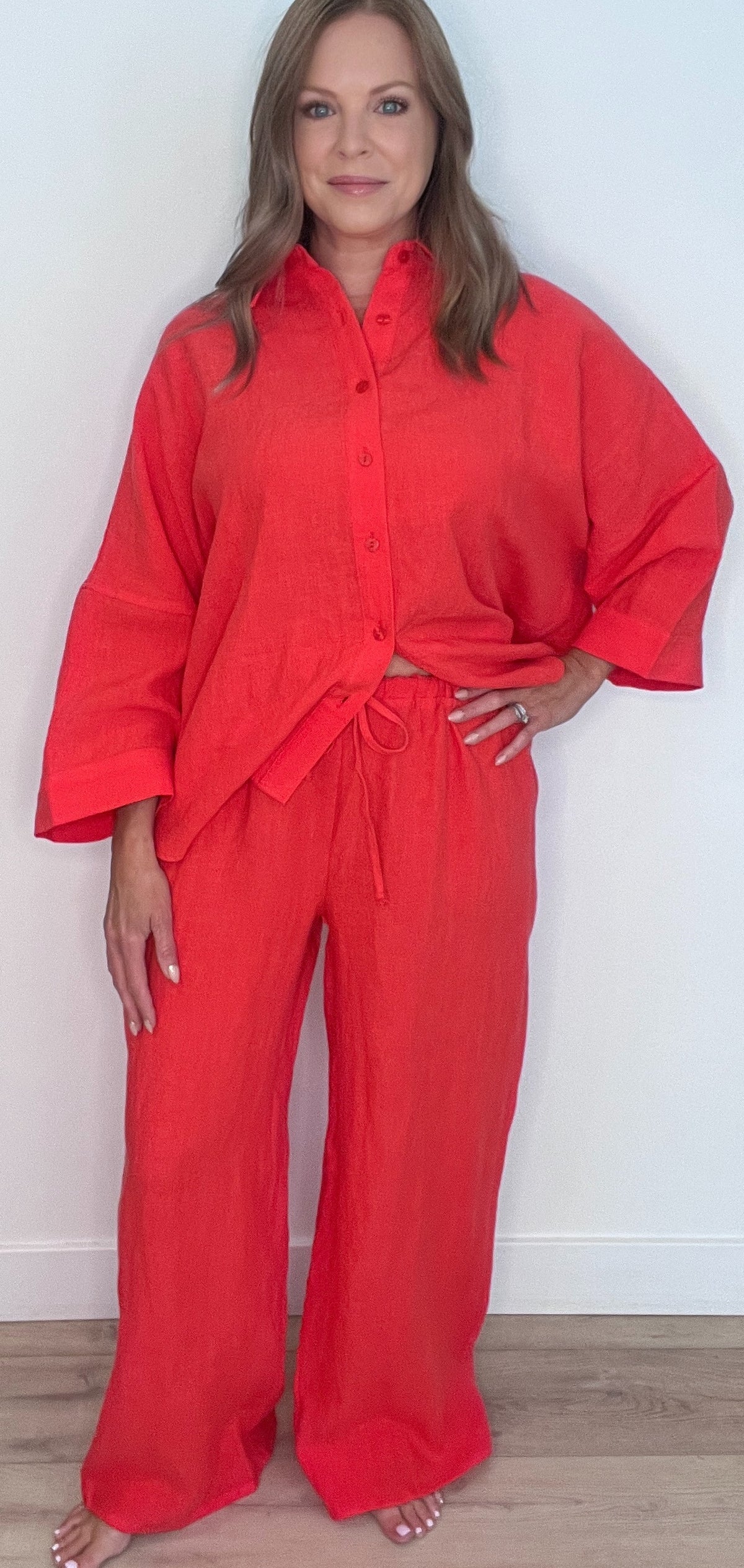 Capri Linen Pants-Chili Pepper