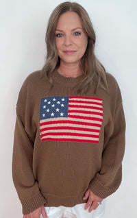 Old Glory Sweater-Brown