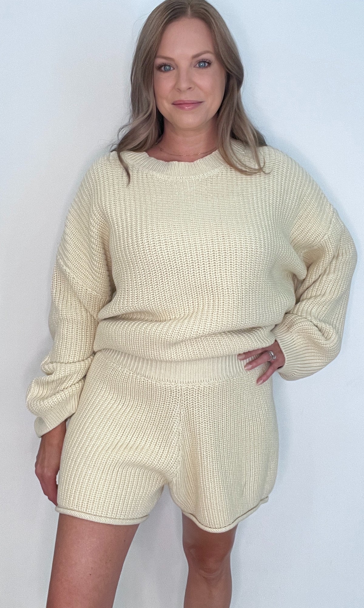 Cozy Essential Knit Shorts-Oatmeal