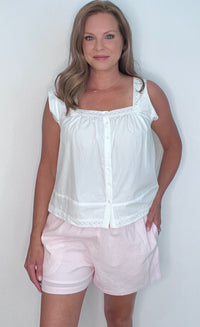 Weekend Escape Pinstripe Shorts-Pink