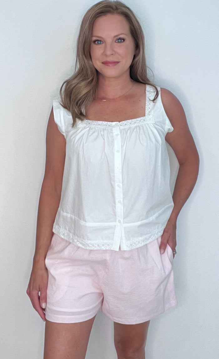 Weekend Escape Pinstripe Shorts-Pink