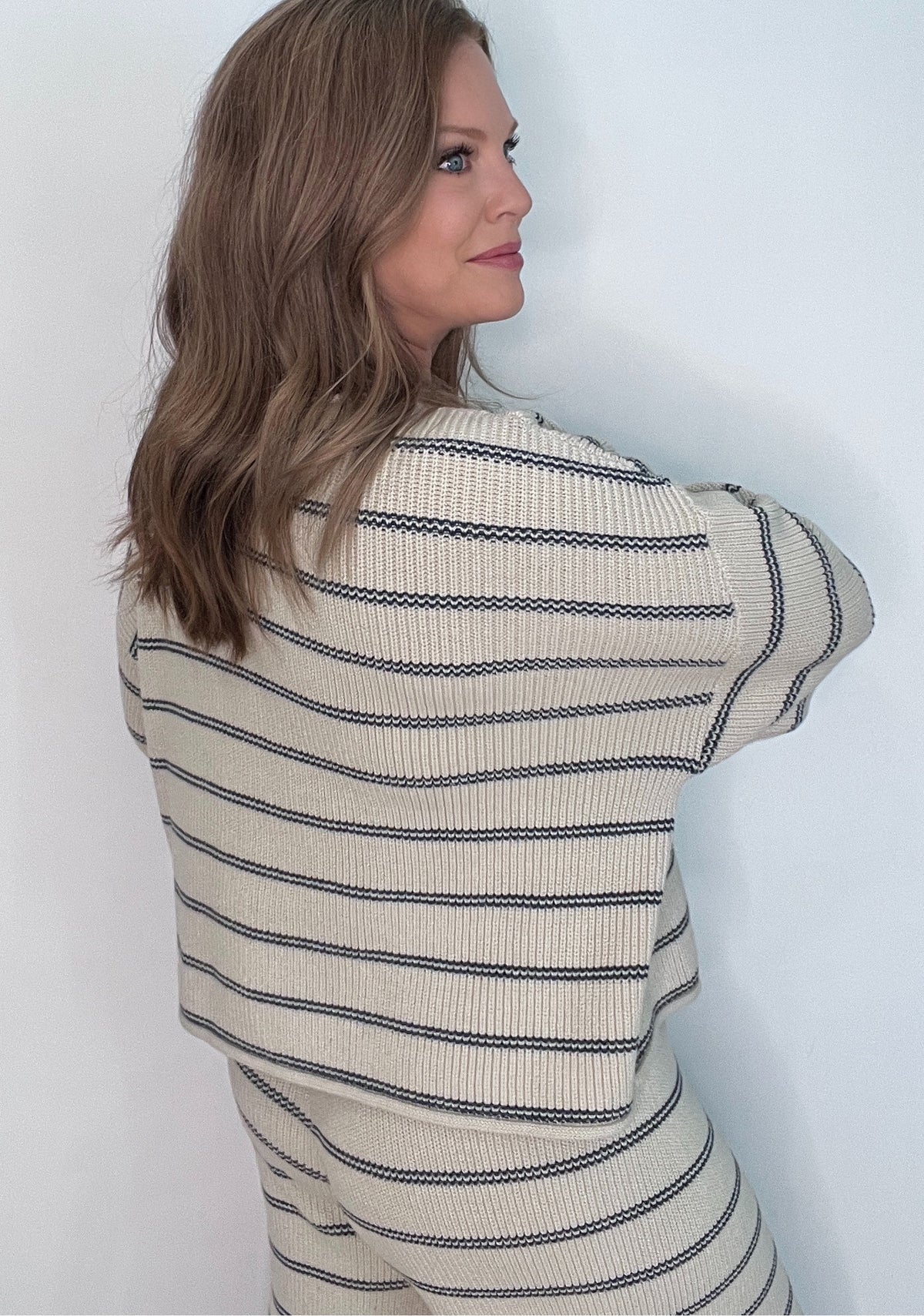 Hometown Sweater-Navy/Beige