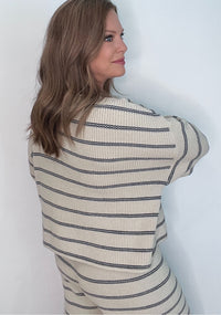 Hometown Sweater-Navy/Beige