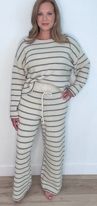 Hometown Knit Pants-Navy/Beige