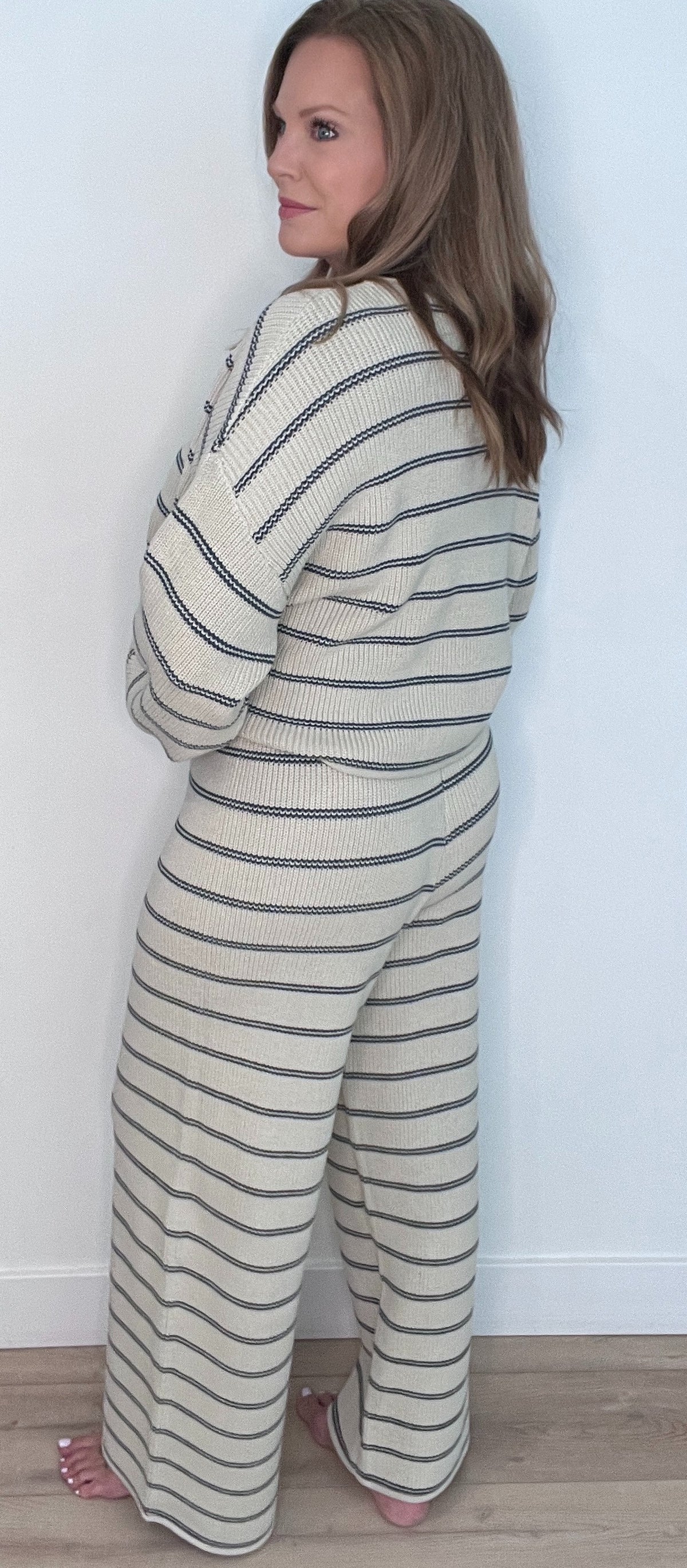 Hometown Knit Pants-Navy/Beige