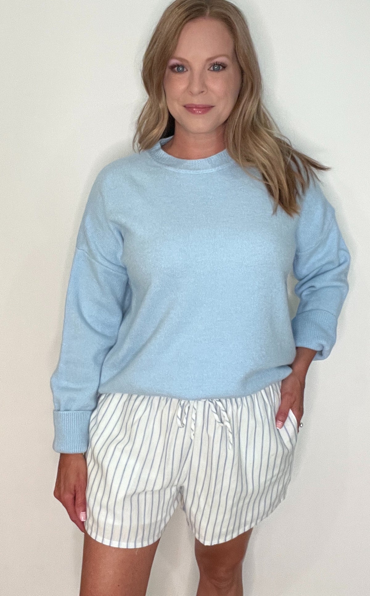 Saltwater Stripe Shorts-Blue