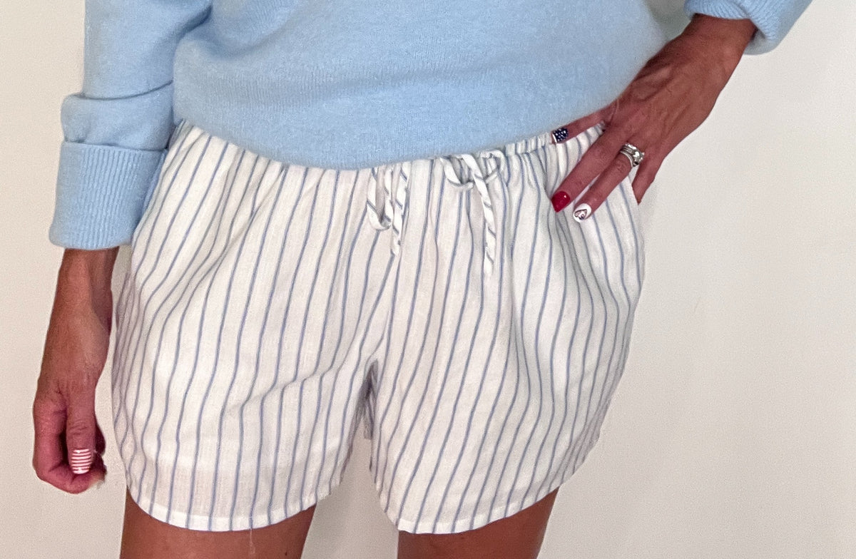 Saltwater Stripe Shorts-Blue