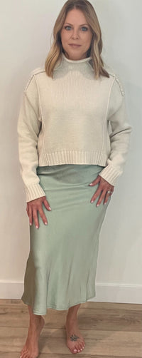 Manhattan Satin Skirt-Sage -Final Sale