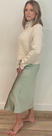 Manhattan Satin Skirt-Sage -Final Sale