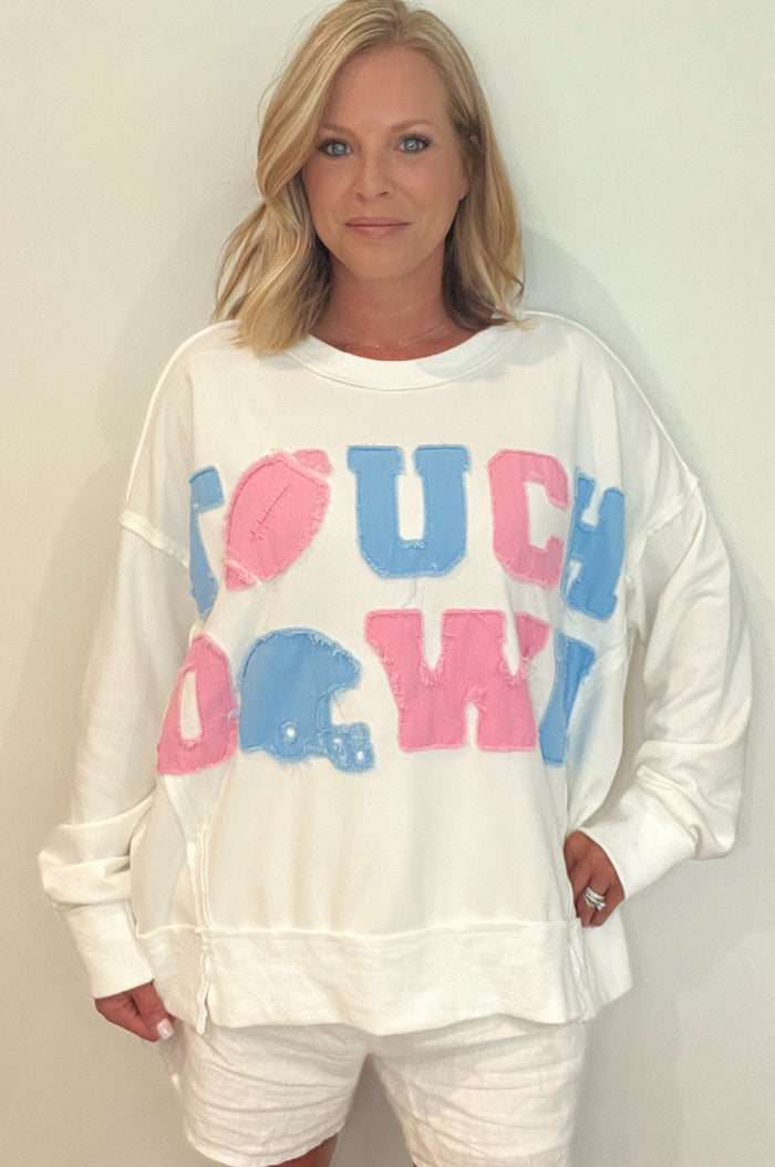 Touchdown Pullover-Pink/Blue-Final Sale