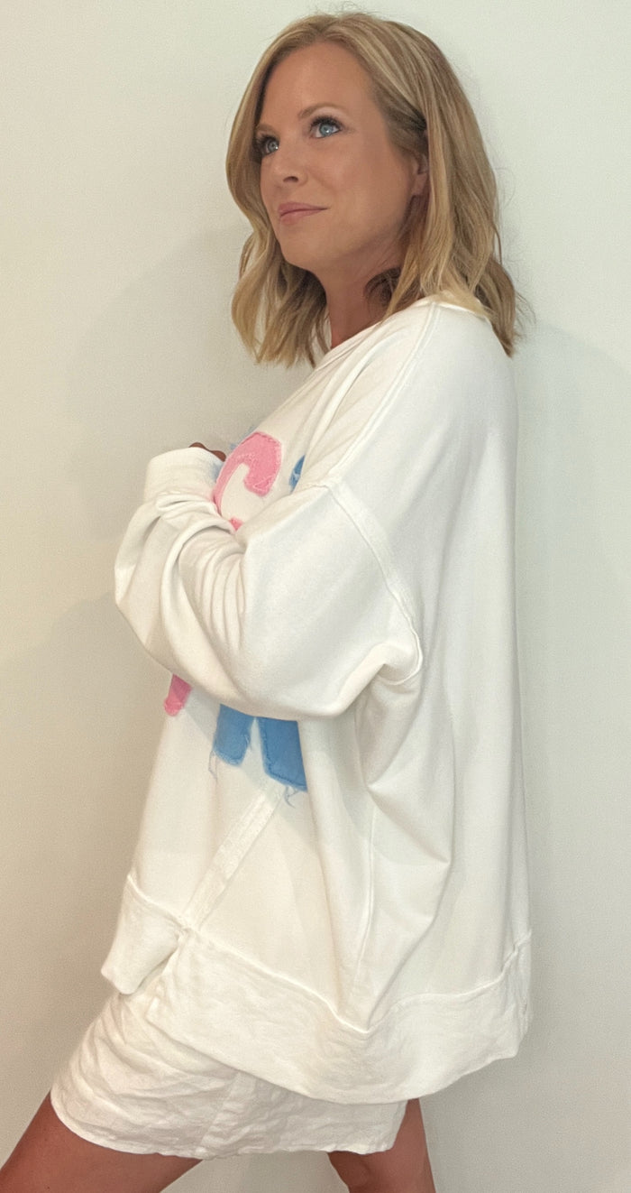Touchdown Pullover-Pink/Blue-Final Sale