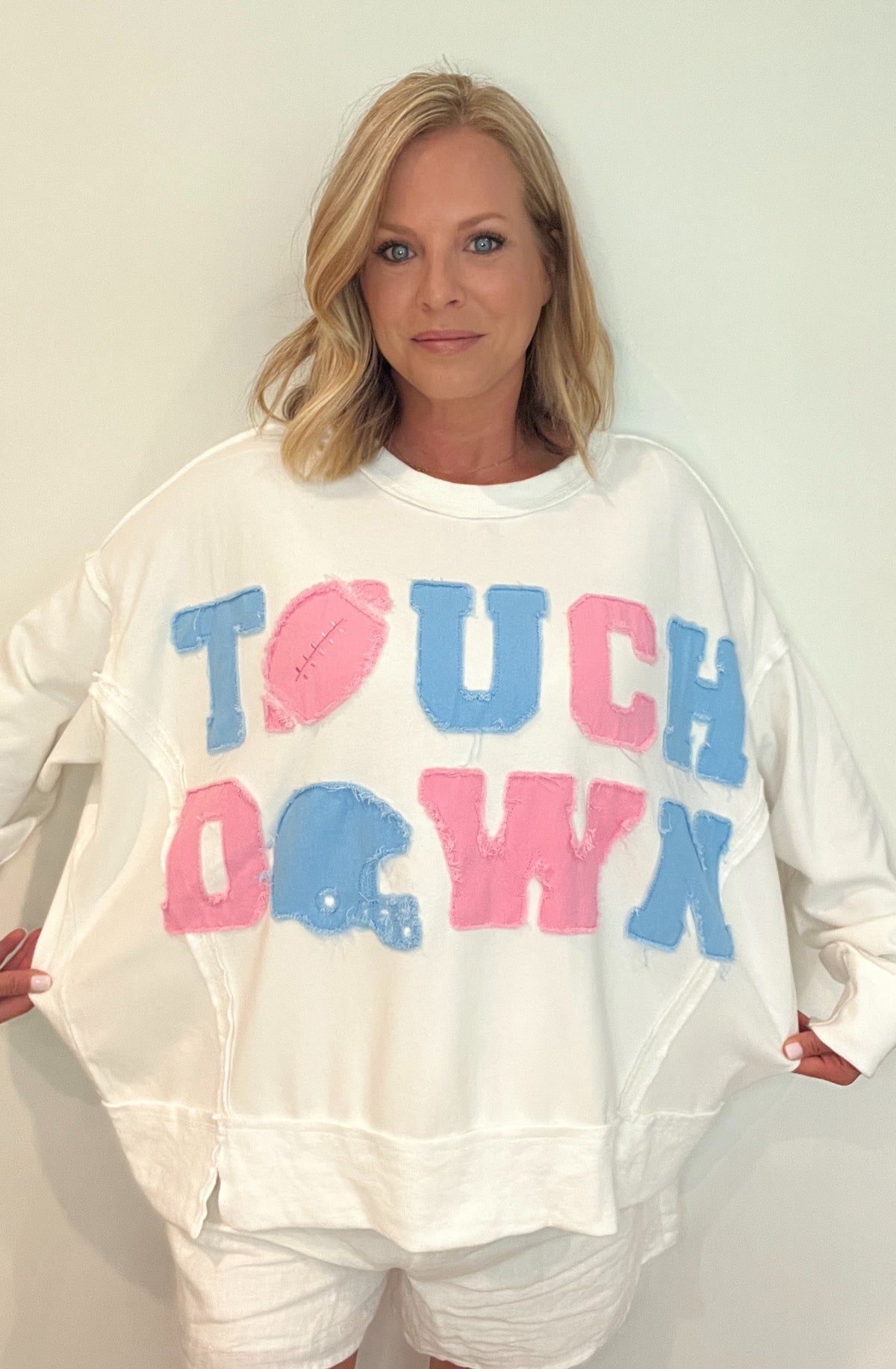 Touchdown Pullover-Pink/Blue-Final Sale