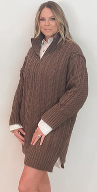 Candice Sweater Dress/Cardigan-Brown-Final Sale
