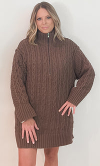 Candice Sweater Dress/Cardigan-Brown-Final Sale