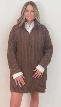 Candice Sweater Dress/Cardigan-Brown-Final Sale