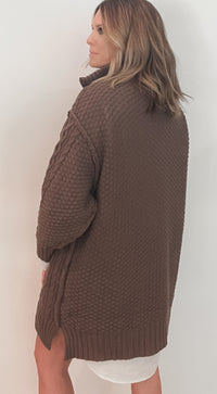 Candice Sweater Dress/Cardigan-Brown-Final Sale