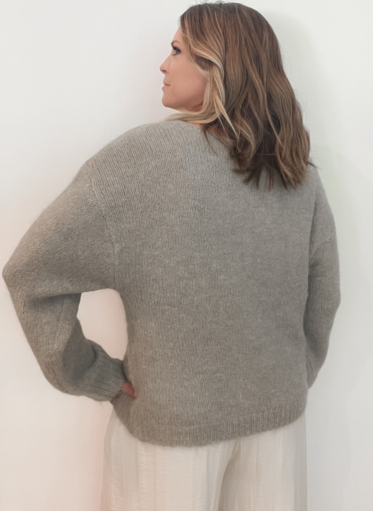 Laurel Soft Knit Sweater-Taupe -Final Sale