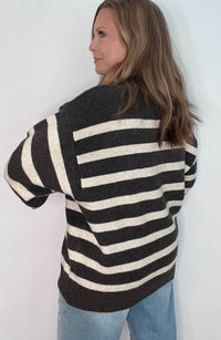 Stable Sweater-Charcoal Brown/Cream