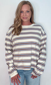 Bayview Cotton Pullover-Blue/Camel